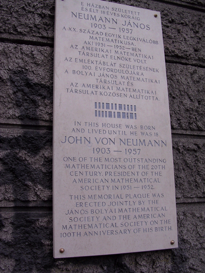 American Mathematical Society and the Bolyai (Hungarian) Mathematical Society commemorated the hundreth anniversary of the birth of John von Neumann